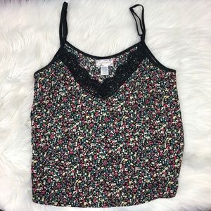 Band of Gypsies Floral Tank top with Crochet Trim